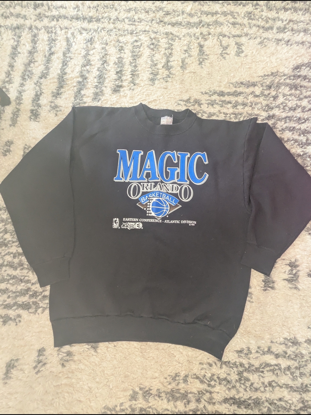 Orlando Magic Black Crewneck Sweatshirt with Blue Team Graphic